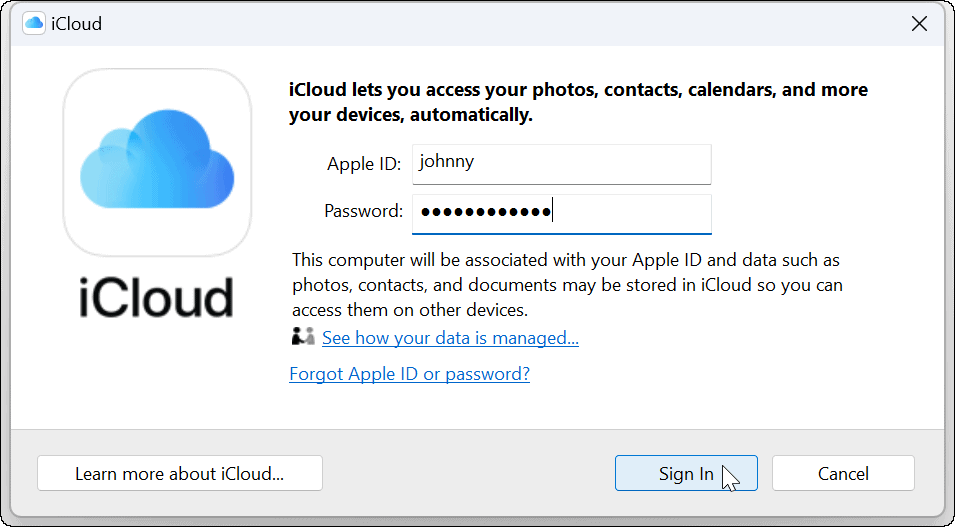 Propojte Apple iCloud s aplikací Windows 11 Photos