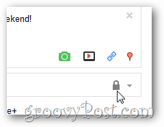 Visací zámek s uzamčeným příspěvkem Google+