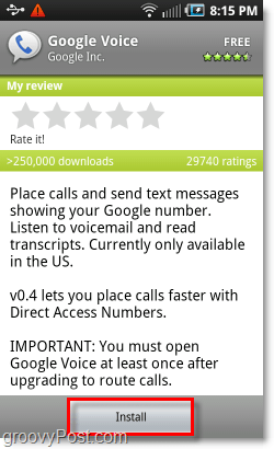 Mobilní Android Market Nainstalujte si Google Voice