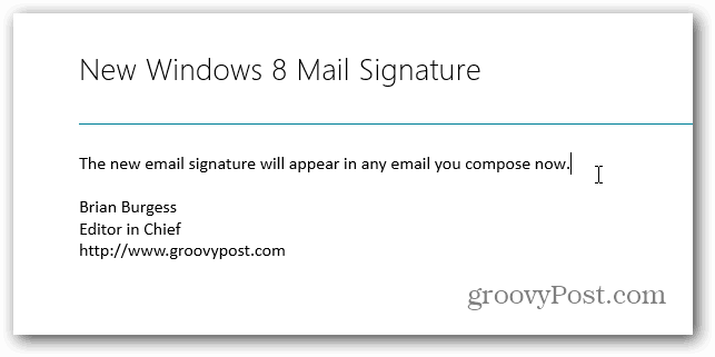 Změňte výchozí podpis v poště systému Windows 8