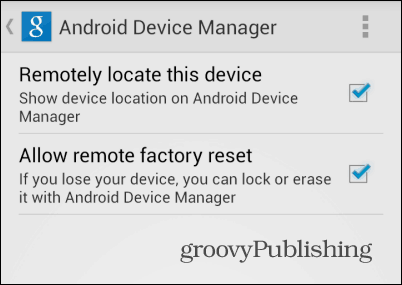 Nastavení Správce zařízení Android