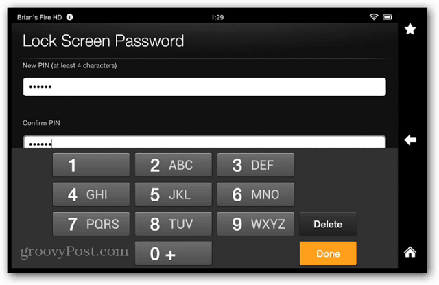 Heslo Chraňte obrazovku zámku Kindle Fire HD
