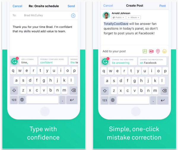 Nainstalujte si aplikaci Klávesnice Grammarly, abyste mohli kontrolovat pravopis a gramatiku u svých příspěvků na mobilu.
