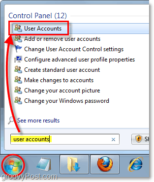 otevřít ovládací panel uživatelských účtů v systému Windows 7