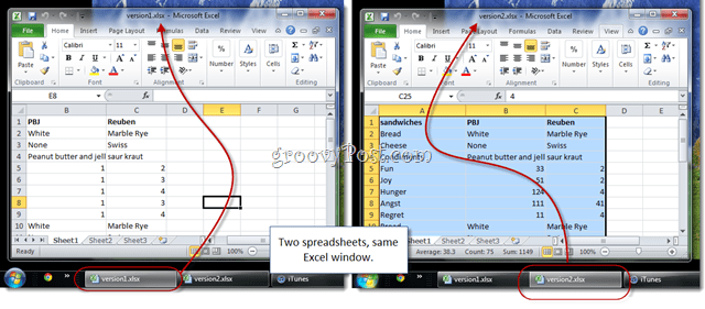 Jak zobrazit tabulky aplikace Excel 2010 vedle sebe pro srovnání