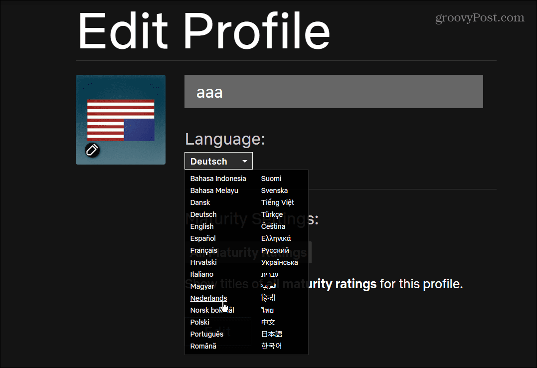 Upravit jazyk profilů