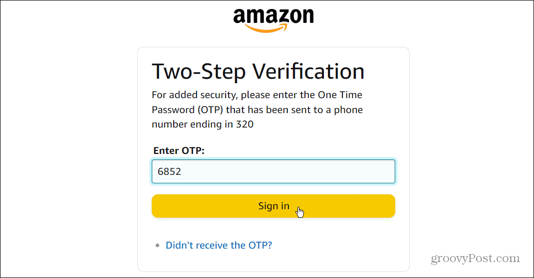 jednorázové heslo OTP Amazon