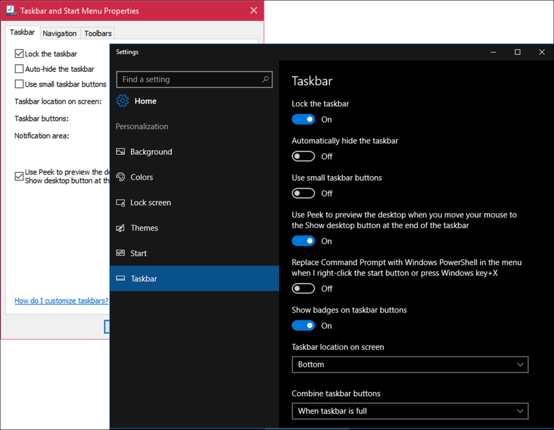 Přizpůsobte nastavení hlavního panelu v systému Windows 10