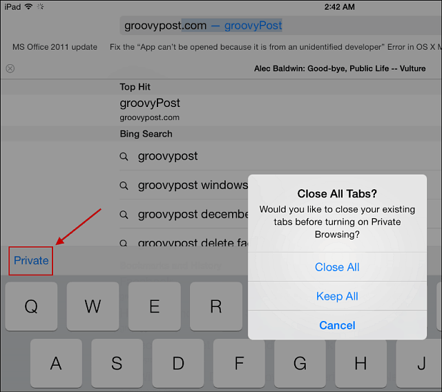 Tip pro iOS 7: Použijte soukromé prohlížení Safari