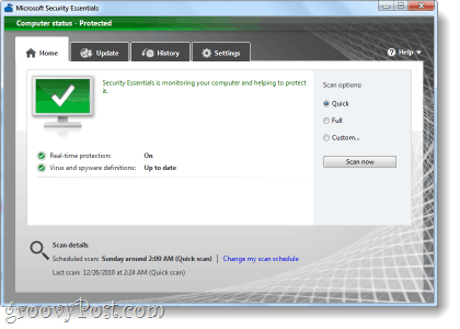 screenshot zabezpečení aplikace Microsoft