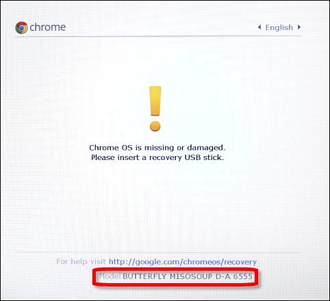 Chrome OS chybí nebo je poškozen