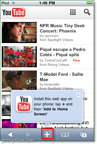 youtube přidat na domovskou obrazovku mobilní iphone