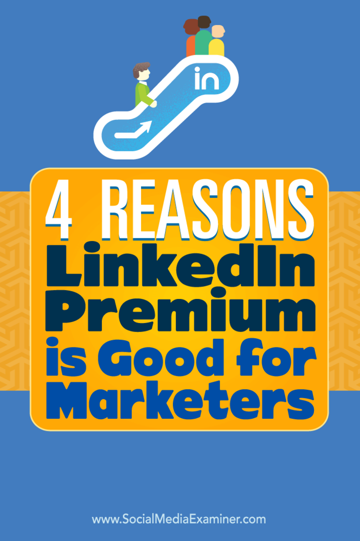Tipy na čtyři způsoby, jak můžete vylepšit svůj marketing pomocí LinkedIn Premium.