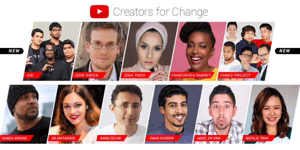YouTube představuje nové ambasadory a zdroje Creators for Change.
