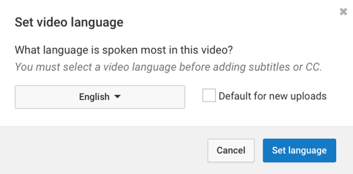 Vyberte jazyk, kterým se ve vašem videu YouTube nejčastěji mluví.
