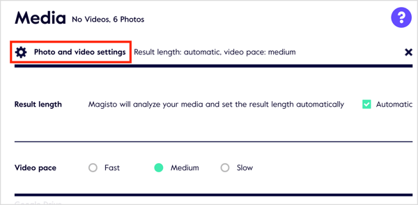 Kliknutím na odkaz Nastavení fotografie a videa můžete upravit nastavení.