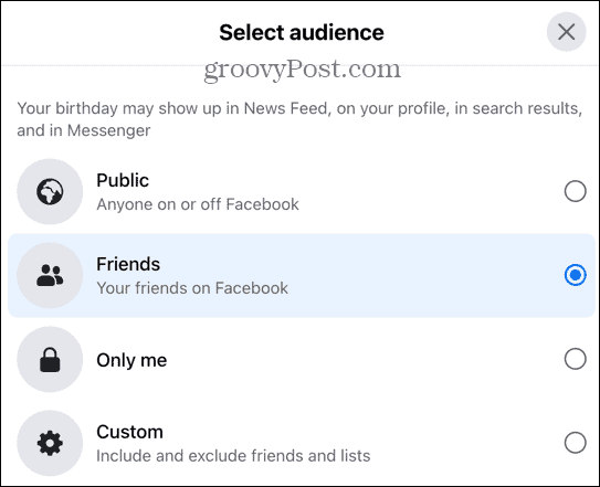 možnosti facebookového publika