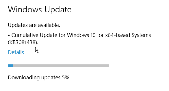 Třetí kumulativní aktualizace společnosti Microsoft pro Windows 10 (KB3081438)