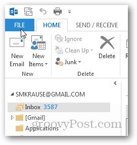 jak vytvořit soubor pst pro aplikaci Outlook 2013 - klikněte na soubor