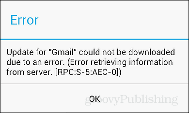 RPC: S-5: Snímek obrazovky chyby AEC-0