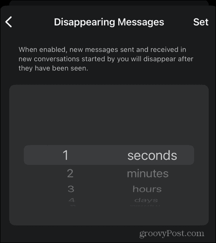 signal message expiration customt time