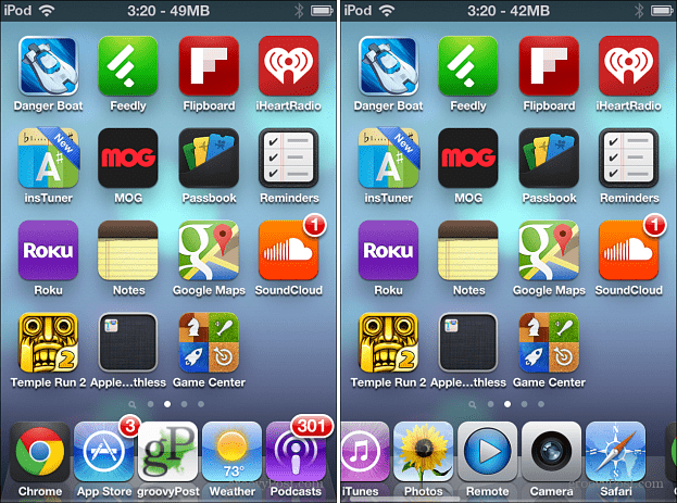 Dokovací stanice s pěti ikonami iOS