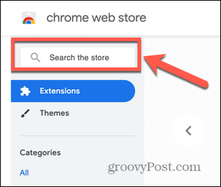 vyhledávání v obchodě Chrome