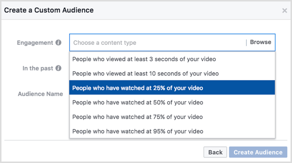 Vlastní publikum Facebooku na základě zhlédnutí videa