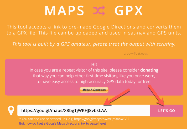 Vytvoření souboru GPX pomocí MapstoGPX
