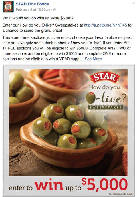 star olives facebook soutěžní příspěvek