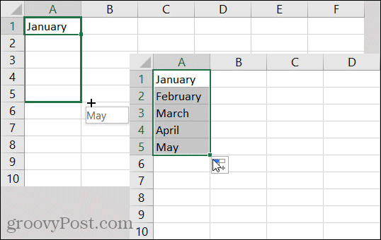 Měsíce automatického vyplňování aplikace Excel
