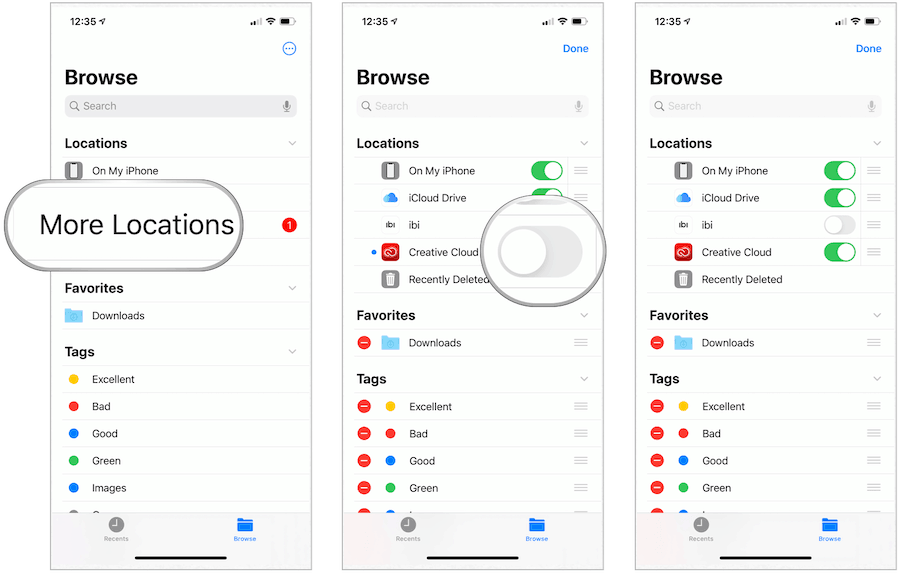 Přepínání jednotek třetích stran v aplikaci Files