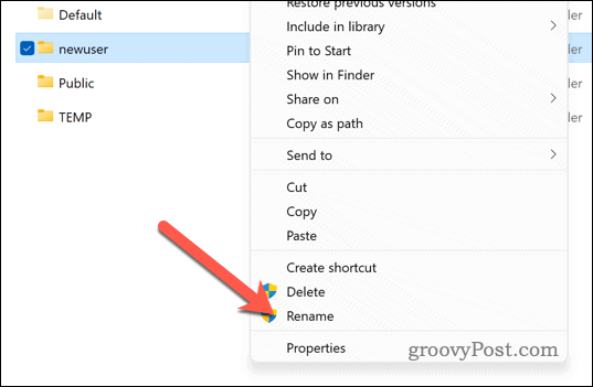 Přejmenujte uživatelskou složku Windows 11