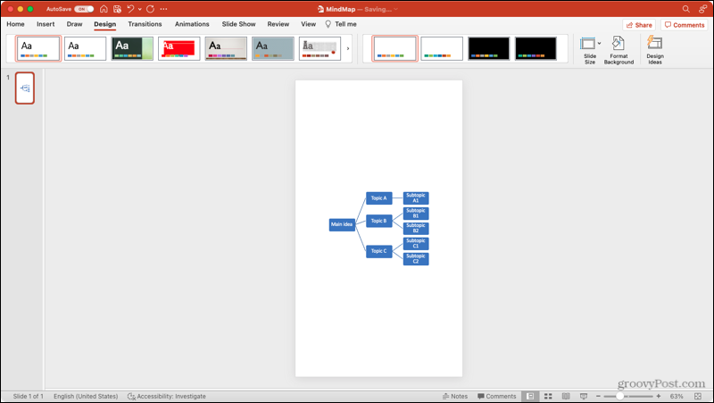 Orientace snímku na výšku v PowerPointu na Macu