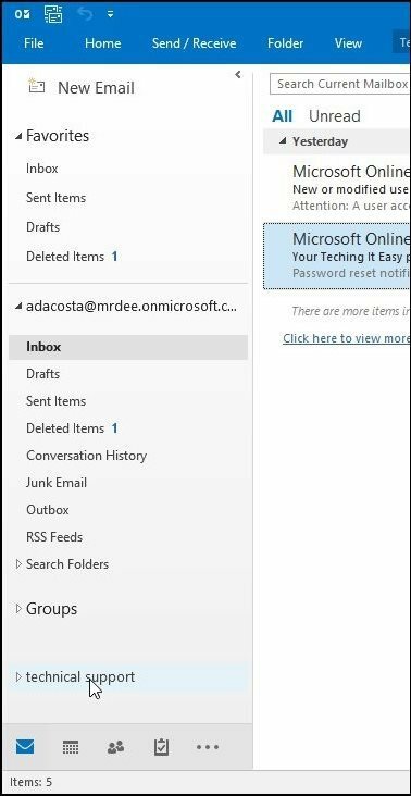 Poštovní schránka aplikace Outlook