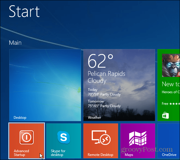 Snadný způsob přístupu k pokročilému spuštění systému Windows 8.1