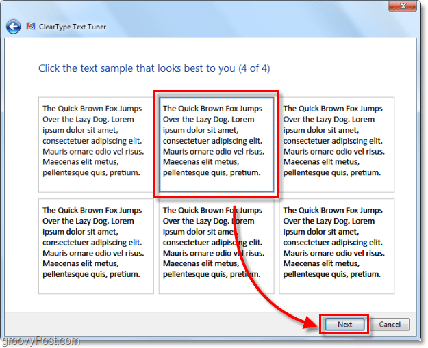 krok 4 kalibrace clearType v systému Windows 7