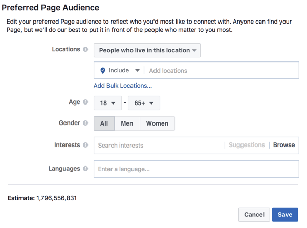 Definujte preferované publikum a pomozte Facebooku pochopit, koho chcete svými příspěvky oslovit.
