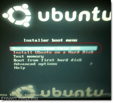 spustit ubuntu z tohoto usb