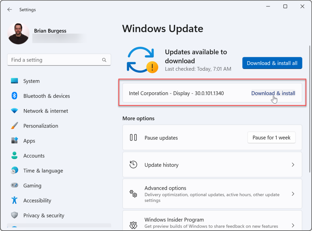 Ovladač Windows Update