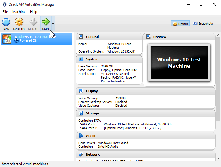 12 Spusťte virtuální počítač (instalace systému Windows 10)