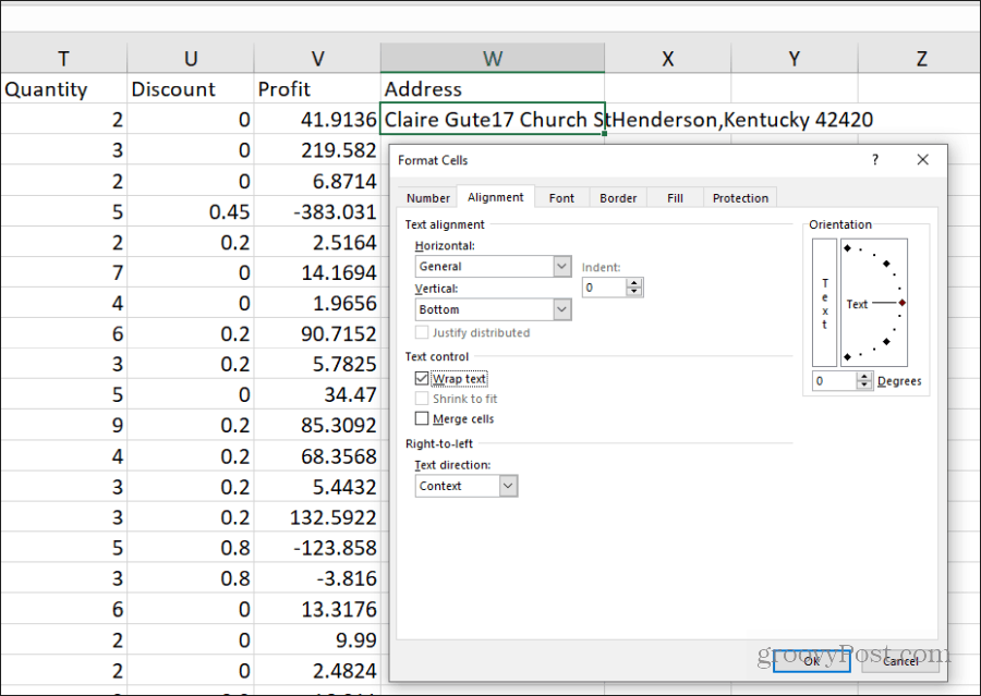 nastavení zalomení textu v Excelu
