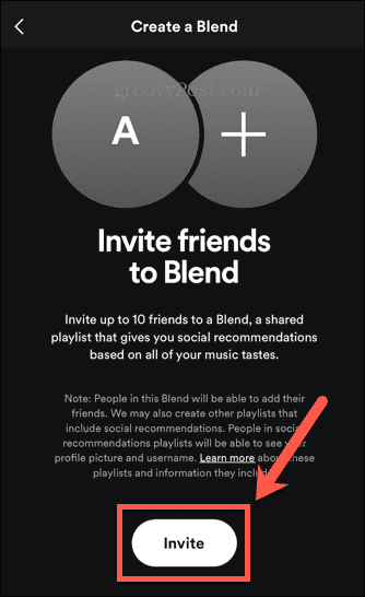 tlačítko pozvat spotify