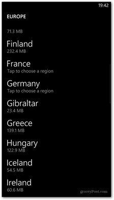 Windows Phone 8 mapuje dostupné země