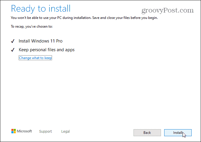 Připraveno k instalaci Windows 11