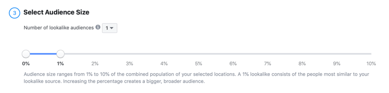 vyberte velikost publika pro Facebook