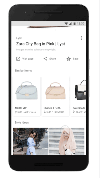 Google představil dvě nové funkce, Style Ideas a podobné položky, do aplikace Google pro Android a mobilní web pro vyhledávání módních obrázků.