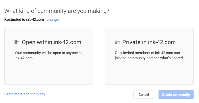 komunita omezená na google +