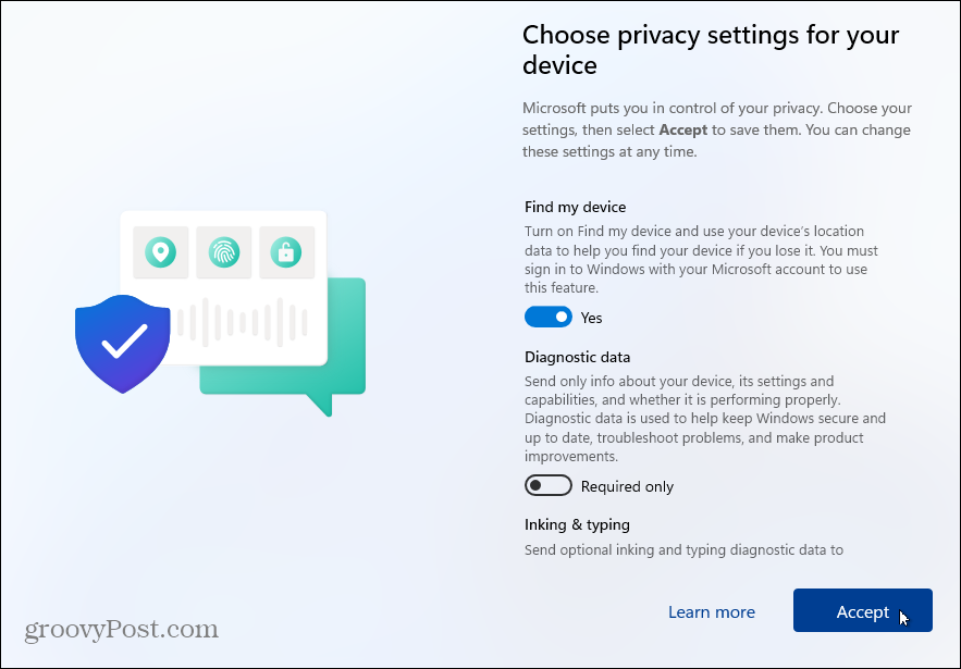 Nastavení ochrany osobních údajů Windows 11