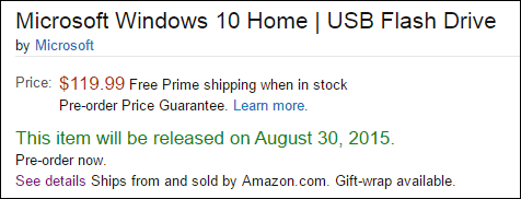 Předobjednejte si Windows 10 Retail USB Flash Drive od Amazonu